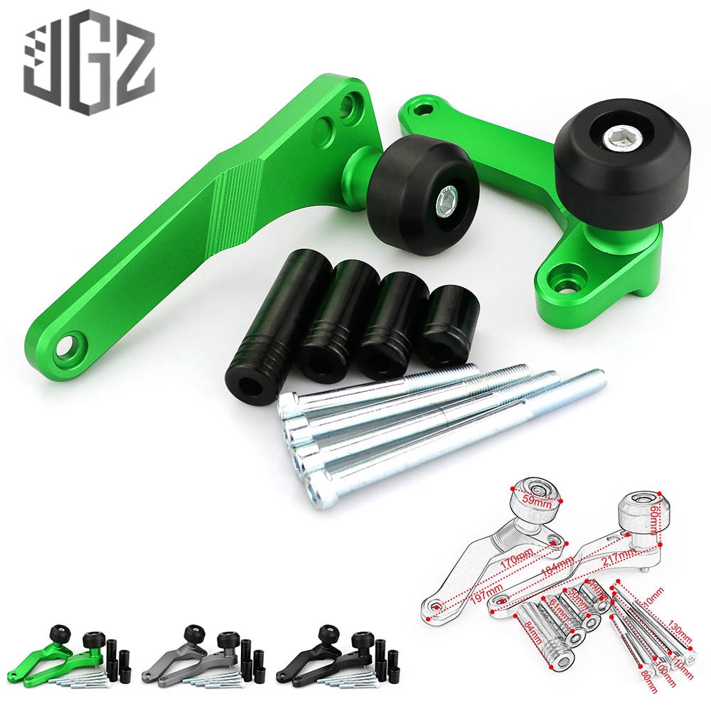 Slider Protettivi Per Telaio Kawasaki Ninja 400/Z400 - Alluminio CNC E Pom, Protezione Caduta Motore, Nero