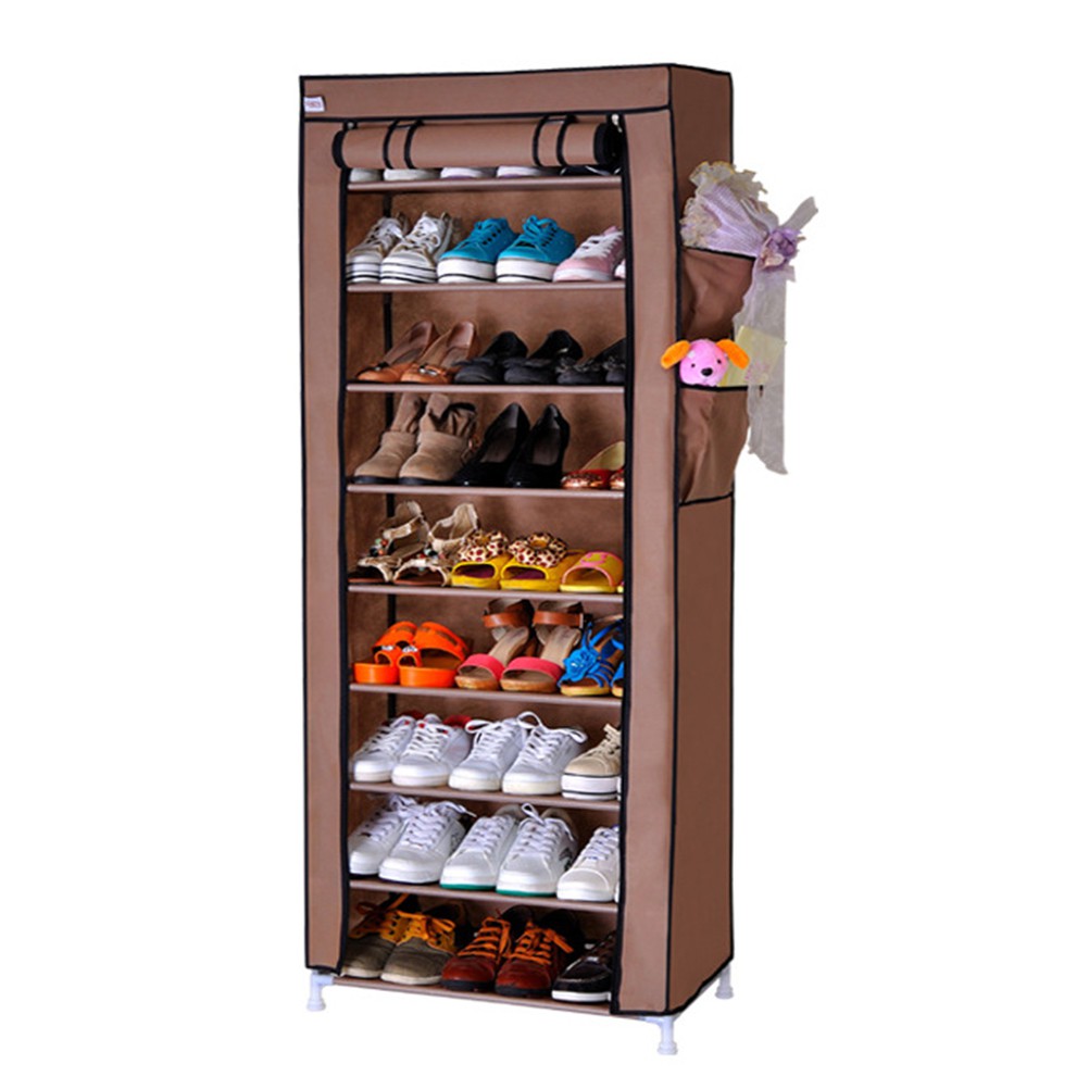 Dustproof 10 Layer 27 Pair Shoes Cabinet Storage Organizer Shoe Rack Stand Cover