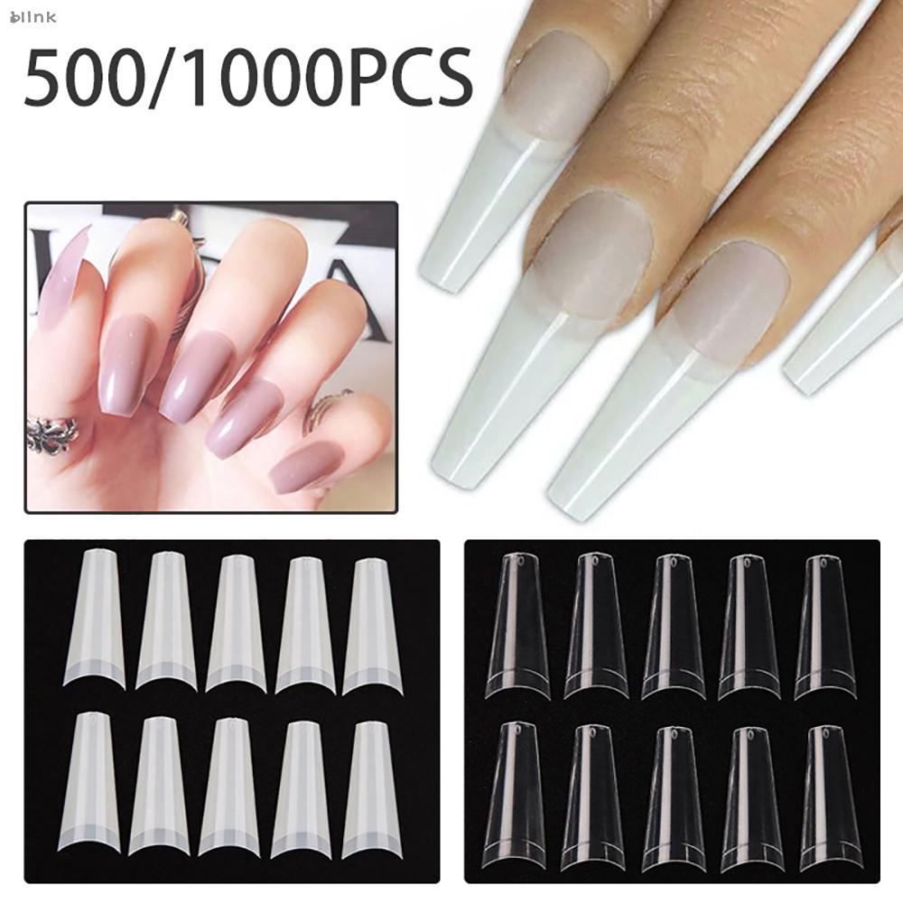 500 1000pcs Clear Natural Color Half French False Acrylic Nail Art Tips Uv Gel Shopee Philippines