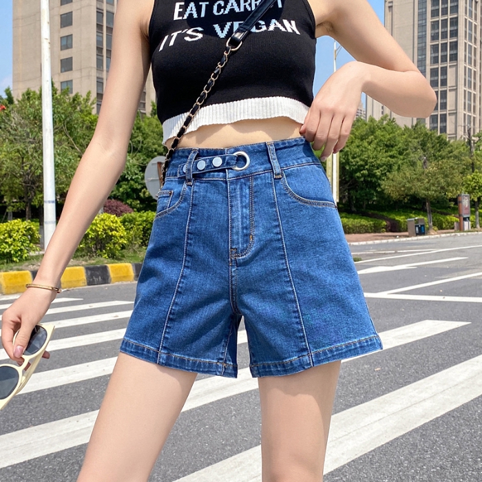 womens high waisted black denim shorts