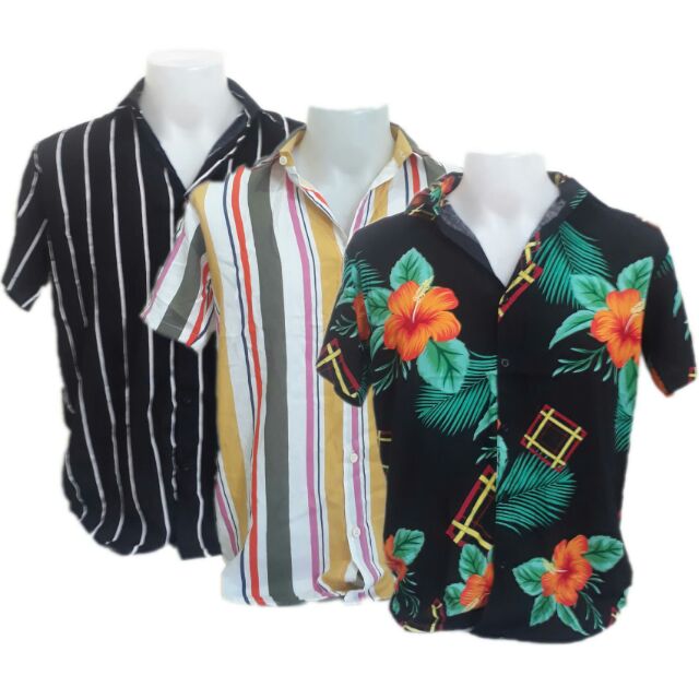 Floral Polo Stripes Button Down For Men 