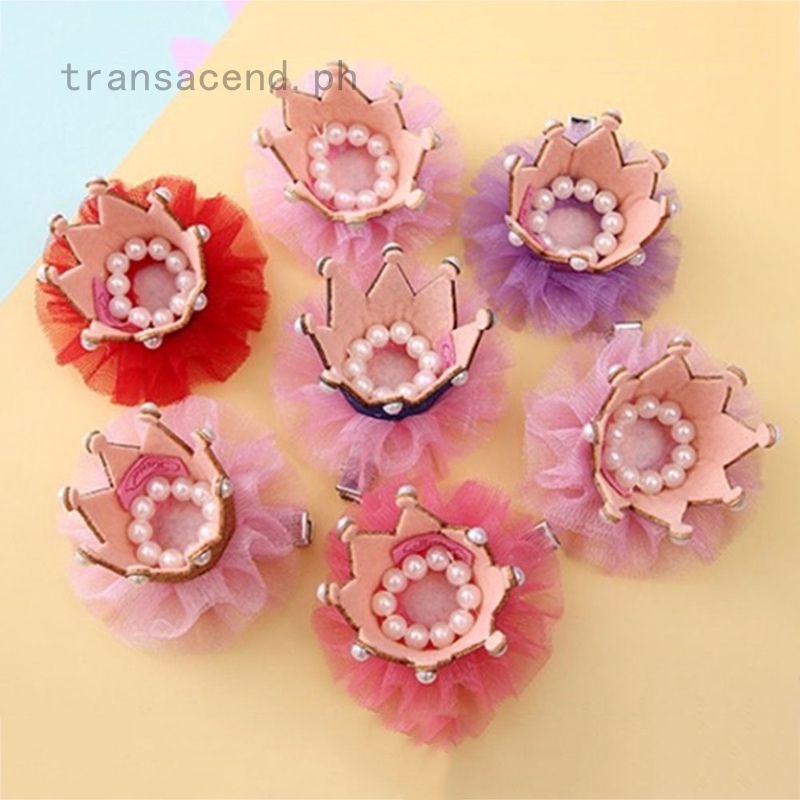 Transacend Cute Baby Girls Pearl Crown Headband Soft Hair Clip