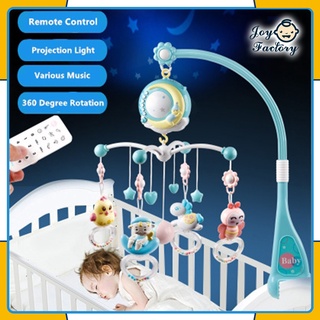 【6 Colors】Newborn Baby Crib Mobile 0-12 Months Toys Rattle Music Remote Control Rotate Bed Bell