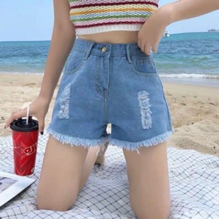 fashion high-waisted denim maong shorts jeans loose slim folded Korean style hot