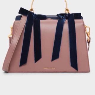 velvet bow detail handbag