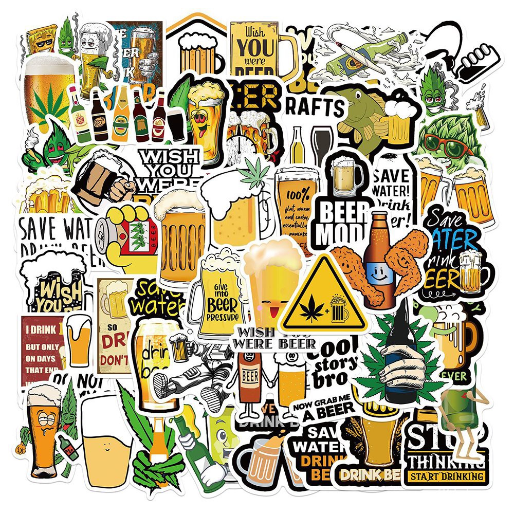 50PCS Funny Drink Beer Stickers Pack Spoof Expression Weed 420 Graffiti  Decal Sticker For DIY Laptop | Shopee Philippines