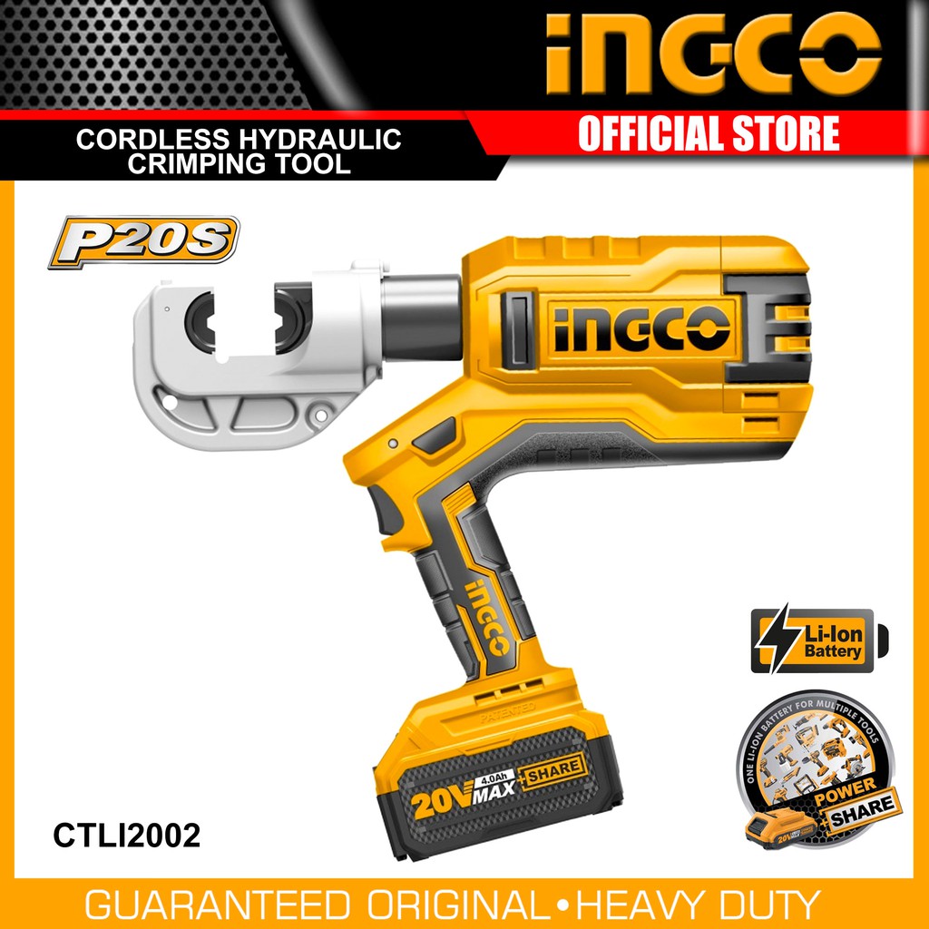 Ingco CTLI2002 20V LithiumIon Cordless Hydraulic Crimping Tool