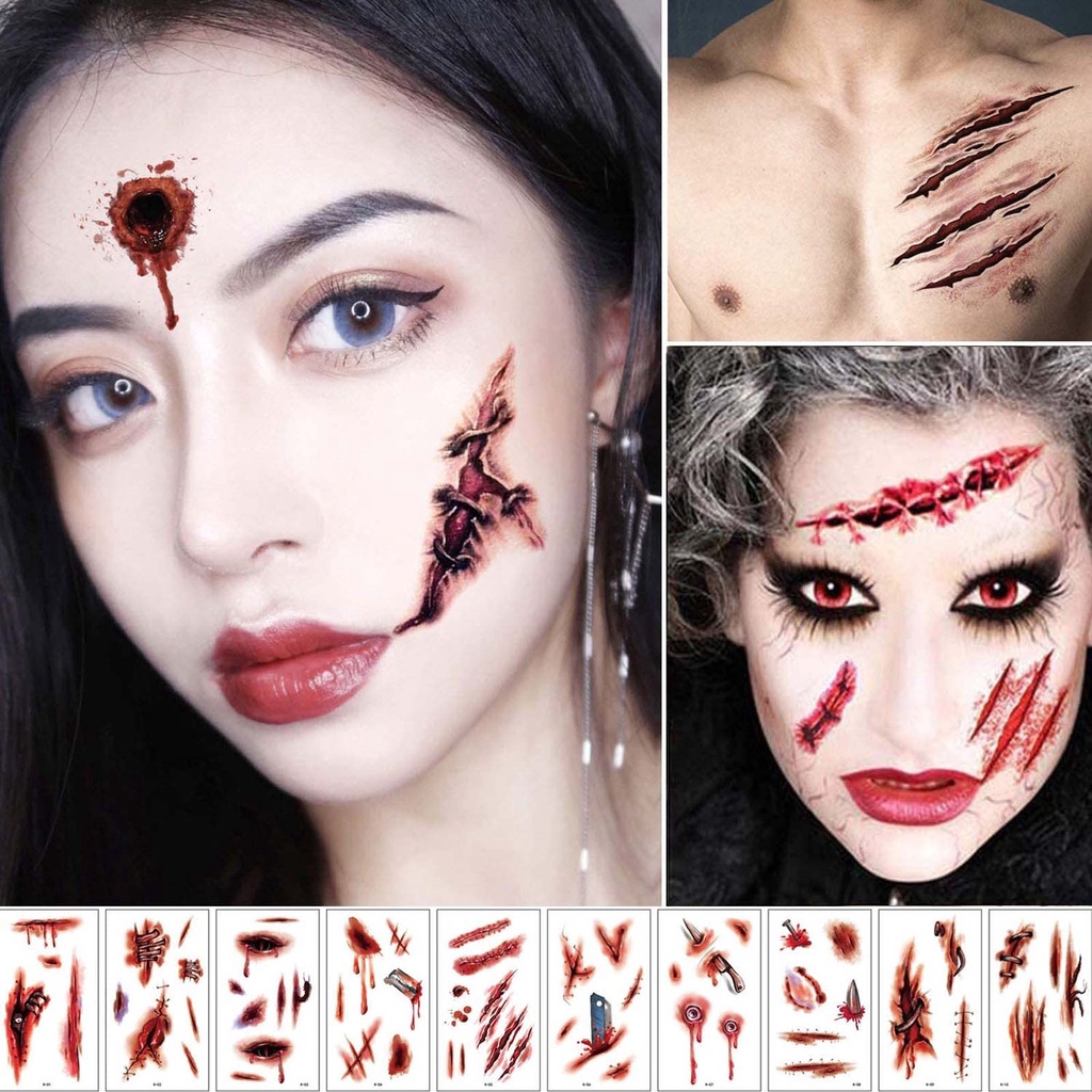 Halloween Bullet Hole Wound Tattoo Sticker Scar Zombie Makeup Sticker Kids  Living Room Home DIY | Shopee Philippines