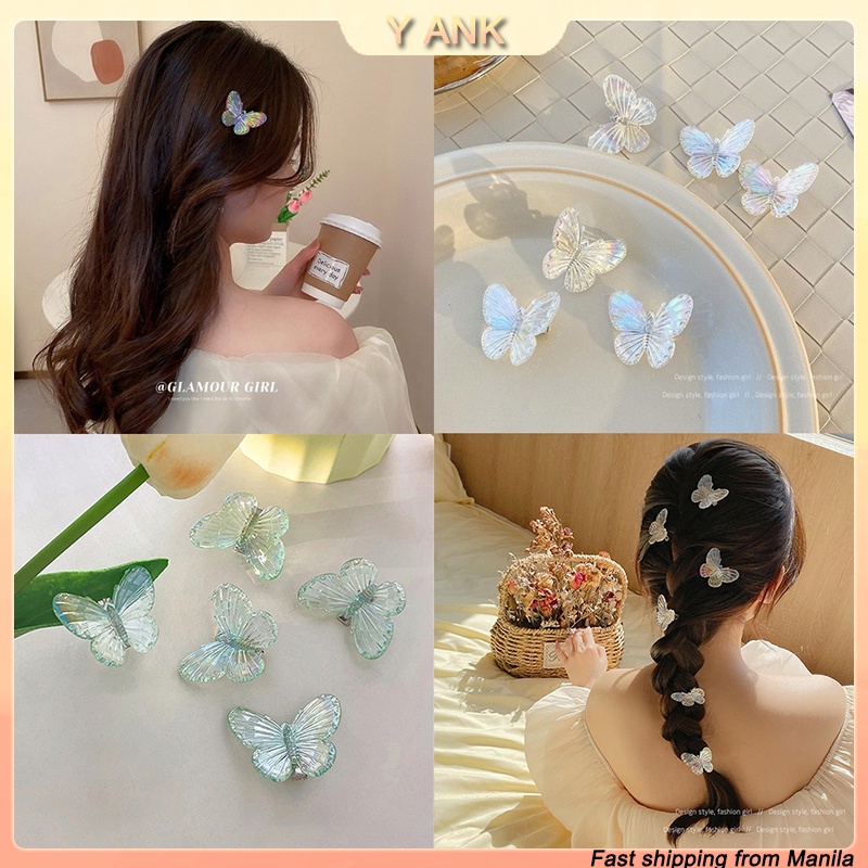 5 Pcs/Set Butterfly Hair Clip New Transparent Hair Accessories Bangs Clip Side Clip Duckbill