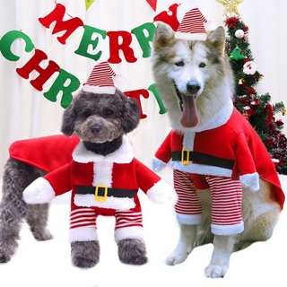 XS-7XL Pet Dog Christmas Clothes Santa Claus Dog Costume Winter Puppy Pet Cat Coat Jacket Dog Suit with Cap Warm Clothing For Dogs Cats