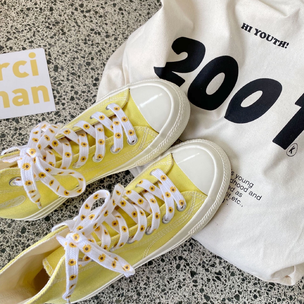 yellow canvas sneakers