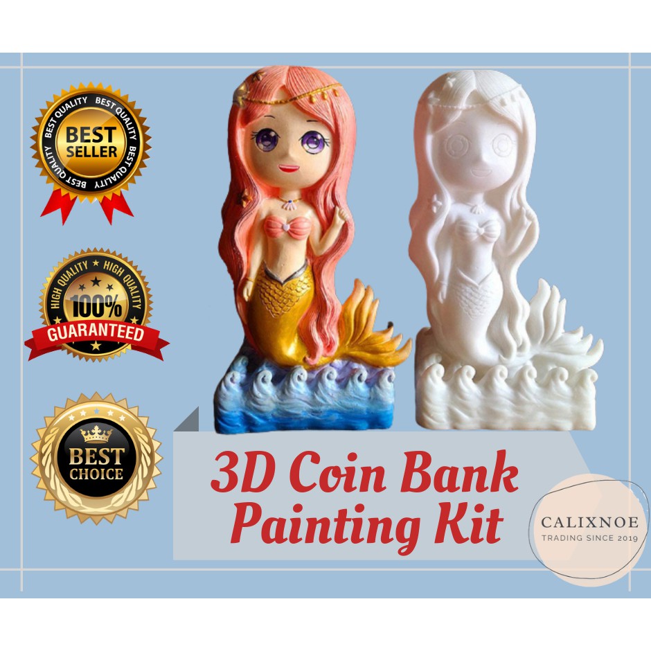 3D COIN BANK PAINTING KIT Paint Your Own Mermaid Painting Kit