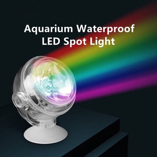 AQUARZOO Aquarium Mini Submersible LED Spot Light,Fish Tank Lampu Aquarium Colourful LED Water Proof Light Underwater Gradient Waterproof USB LED Aquarium Spotlight with Suction Cu