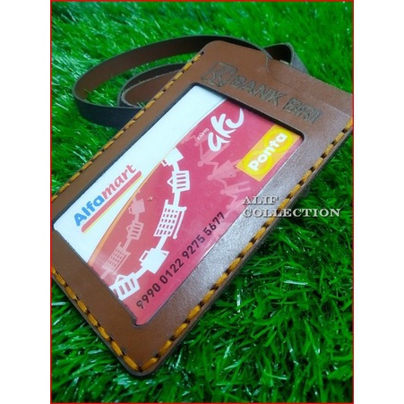 Id card holder Genuine Leather - name tag costum Leather name And logo ...