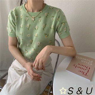 S & U Women's Ice Silk Sweater T-shirt Short-sleeved Top