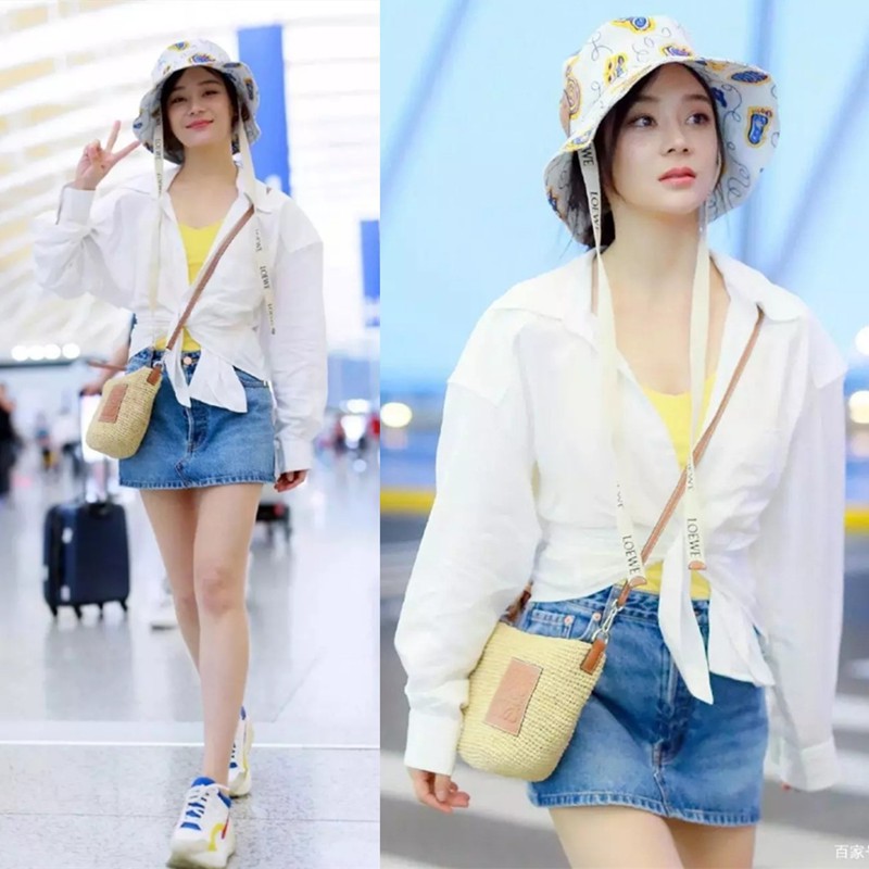 denim skirt and long sleeve