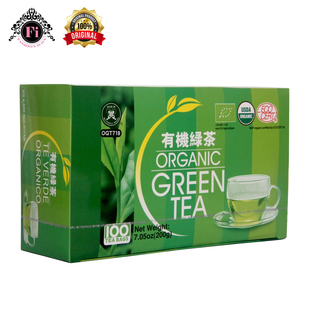 Butterfly Brand Organic Green Tea 100 Tea Bags Shopee Philippines