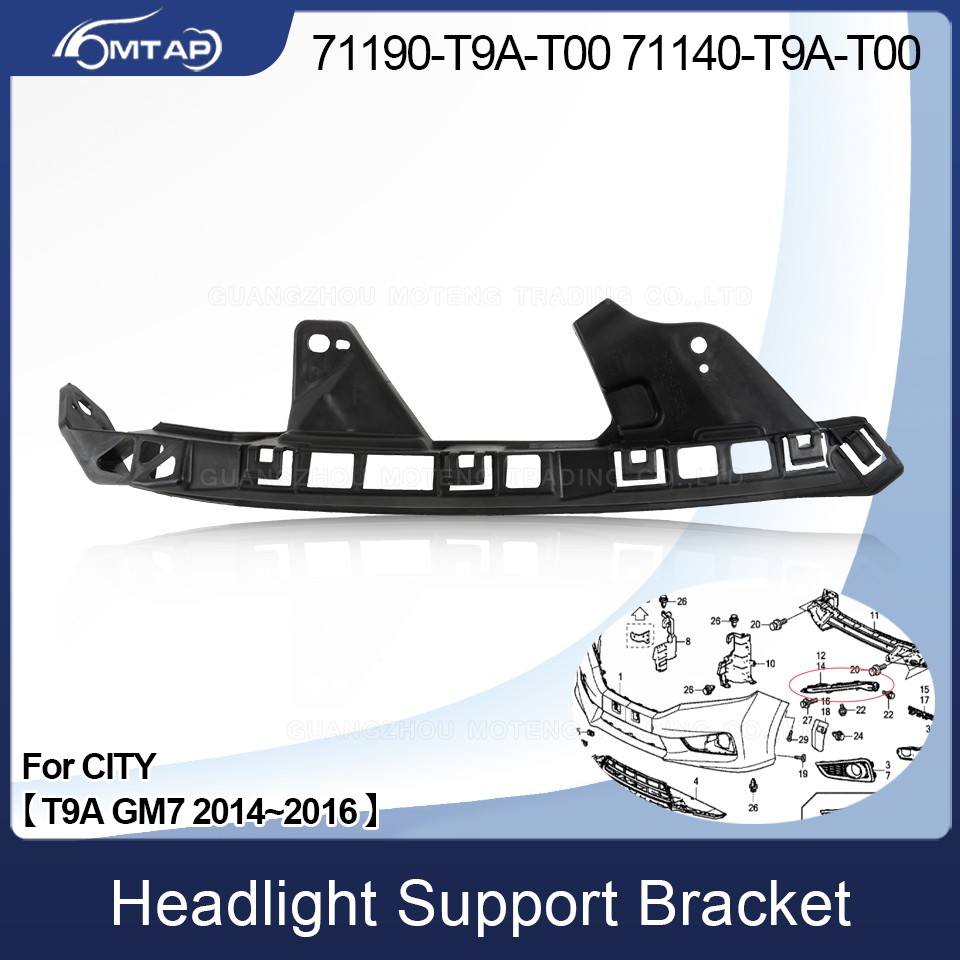 topnicecar 1Pcs Front Right Side Headlight Frame Support Bracket 71140TM0T00 Generic fit for Honda City 2009-2014 