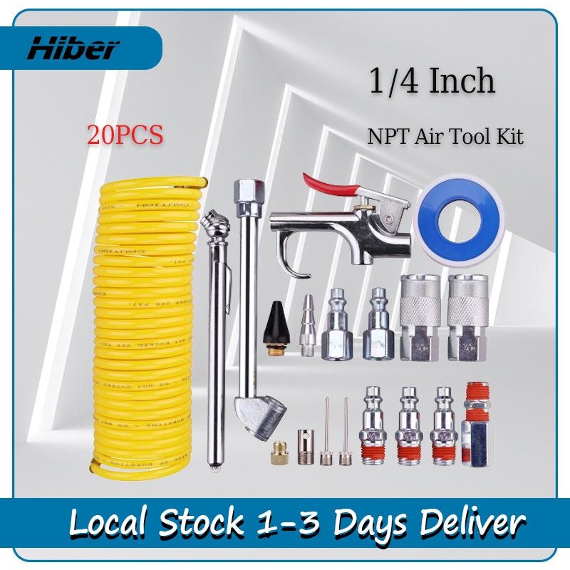 20 Pieces Air Compressor Accessory Kit, 1/4 Inch NPT Air Tool Kit with