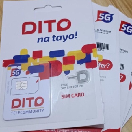 DITO Sim Card (SIM CARD ONLY, NO PIN) 5G-LTE Tri-cut Prepaid Simcard ...