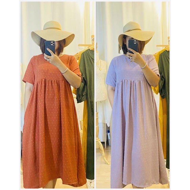Yamari.PH Big | Plus Samira Size Swissdot Maxi Dress for women | Shopee ...