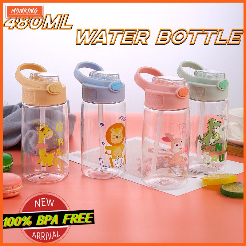 480ml Cute cartoon Kids Drinking Water Bottle Tumbler Secure Lock Anti ...