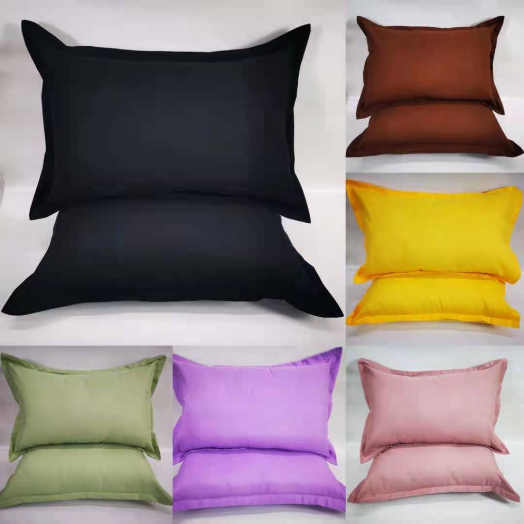 BLACK PLAIN Pillowcase Plain Color Full Cotton Long Home Decorative ...