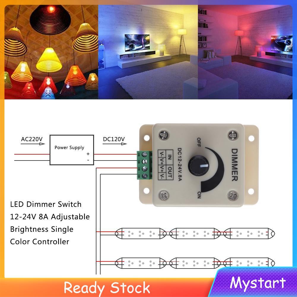 V A LED Dimmer Switch Adjustable Brightness Single Color Controller Lamp Strip Driver