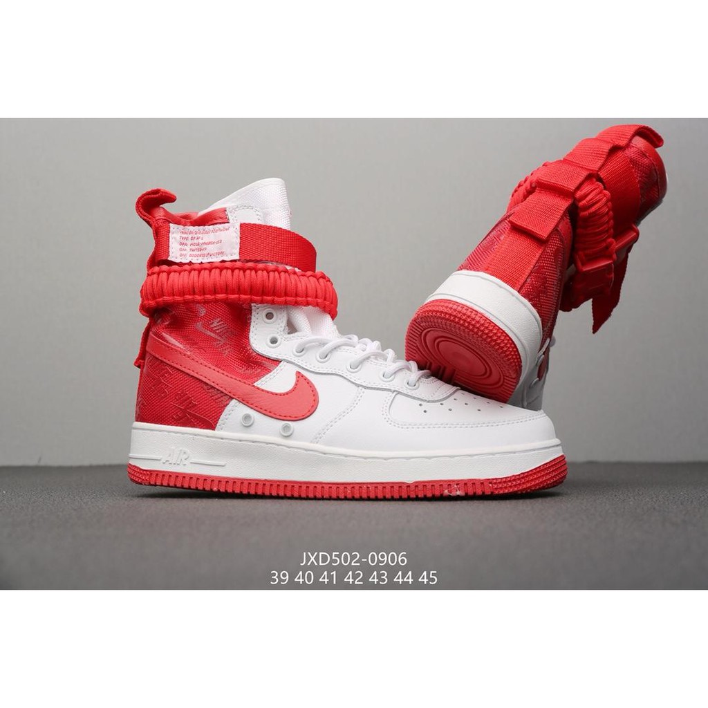 air force 1 red and white high top