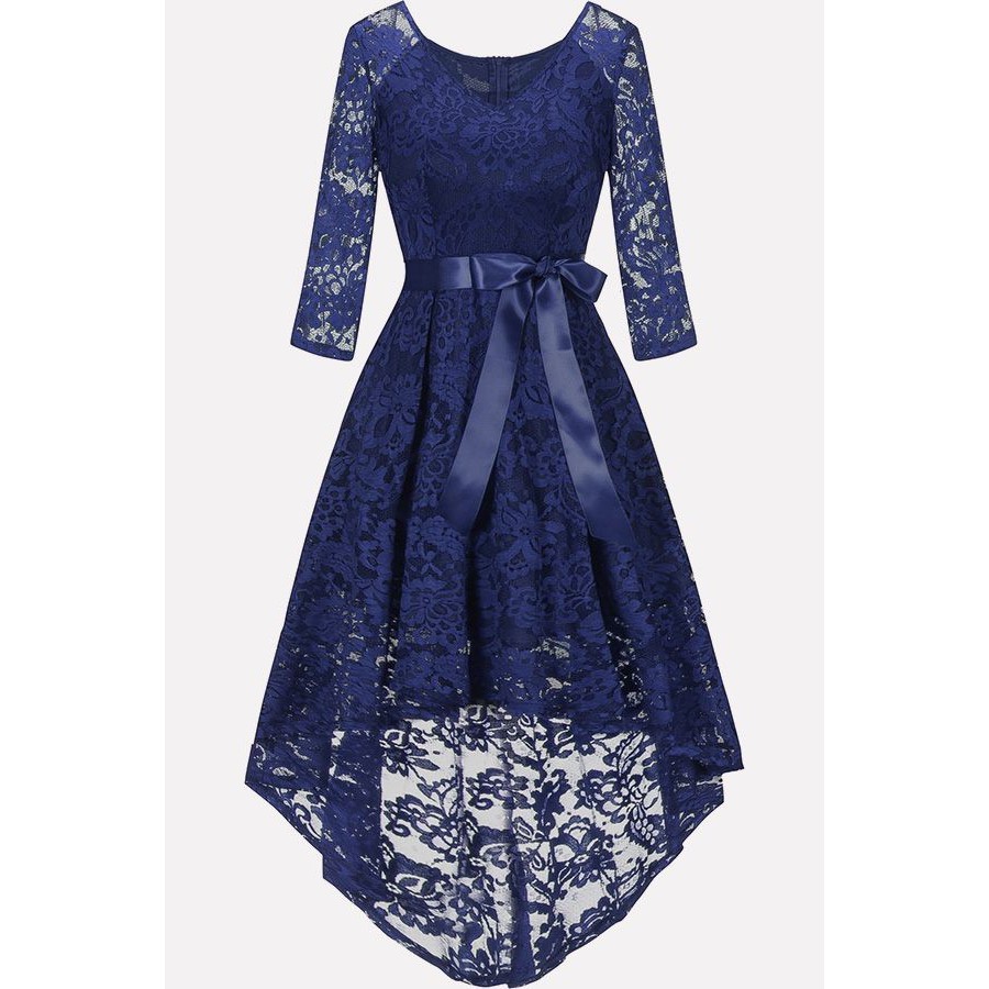 blue floral lace dress