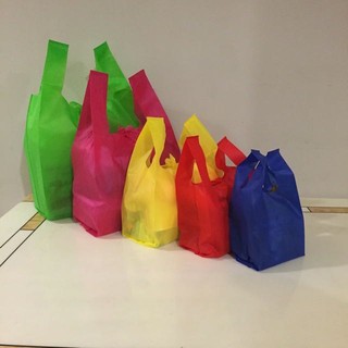 1 Pcs Sando Eco Bag 5 Size Plain Reusable Shopping Tote Handbag Non-woven Vest Grocery Gift Packing #4