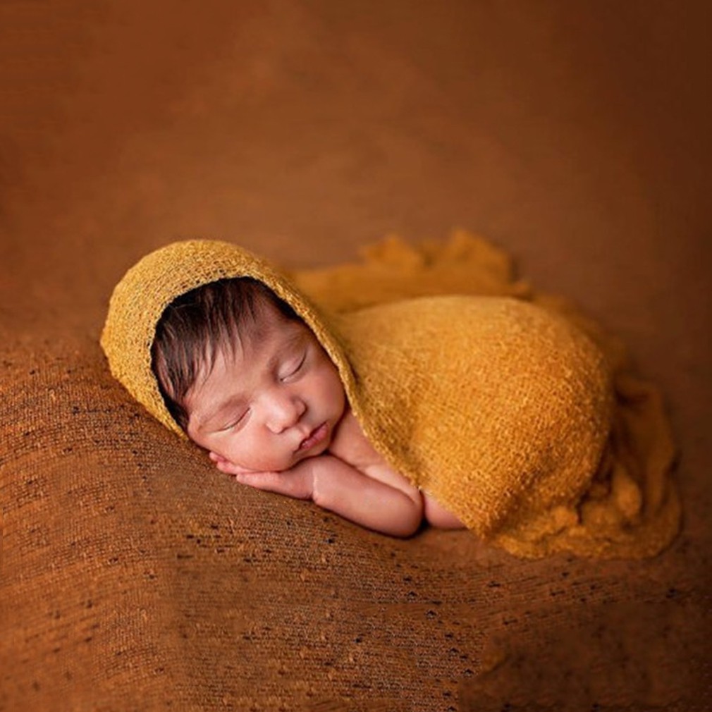 Newborn Baby Photography Props Blanket Rayon Stretch Knit Wraps 40 150cm,ginger yellow 