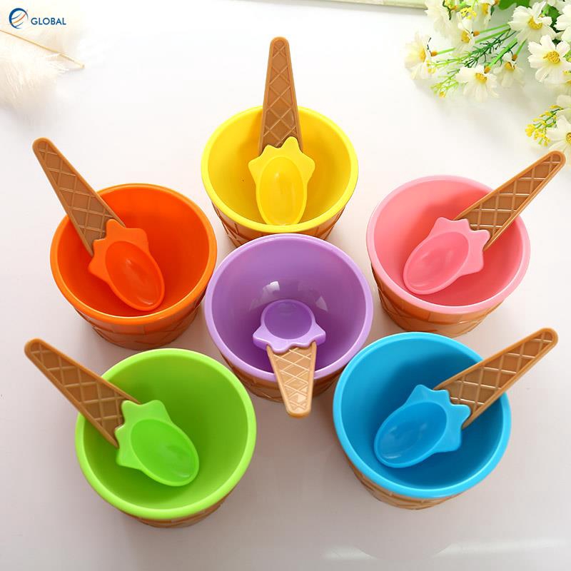 Kids Ice Cream Bowls Cup With Spoon Gifts Dessert Set