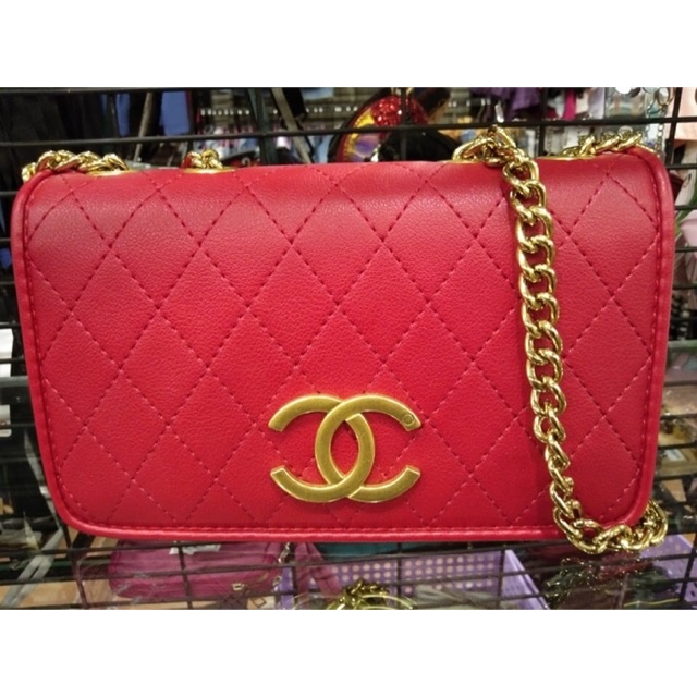 chanel red sling bag