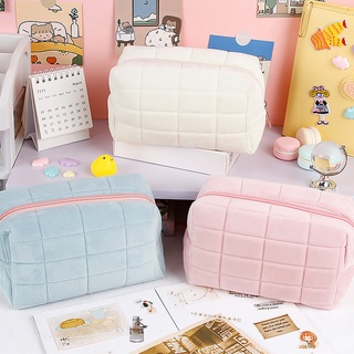 Simple Large Capacity Plush Pencil Case Macaron Color Pencil Pouch Pen Bag Cosmetic Bag Storage Bag Creative Students Stationery