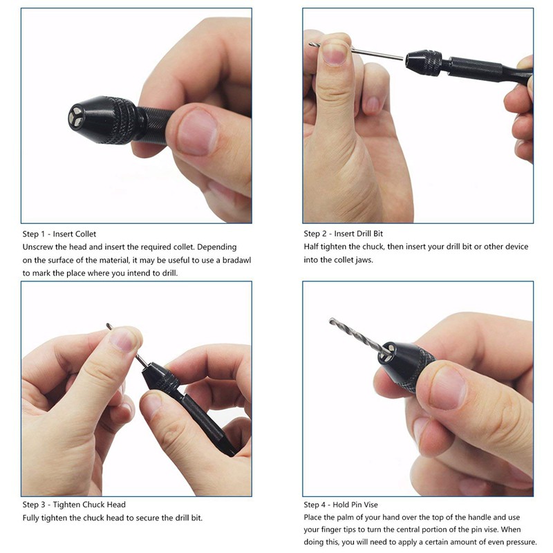 Smart Fun Precision Pin Vise Model Hand Drill Set Micro Twist Drill Bits Rotary Tools Set of 12 