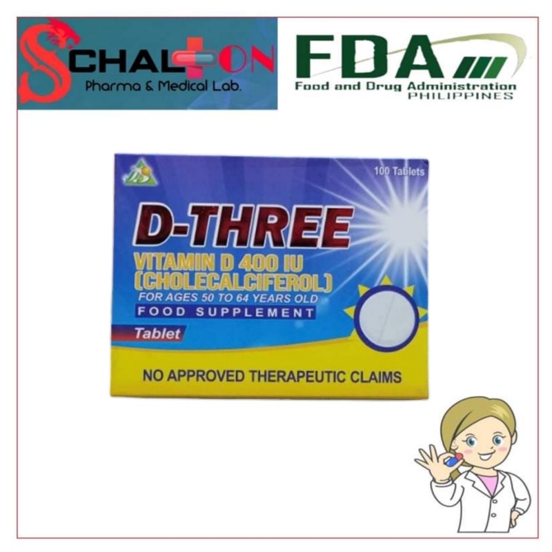 D Three Vitamin D 400 Iu Cholecalciferol 100 Tablets Shopee Philippines