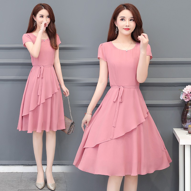 pink casual dress with sleeves