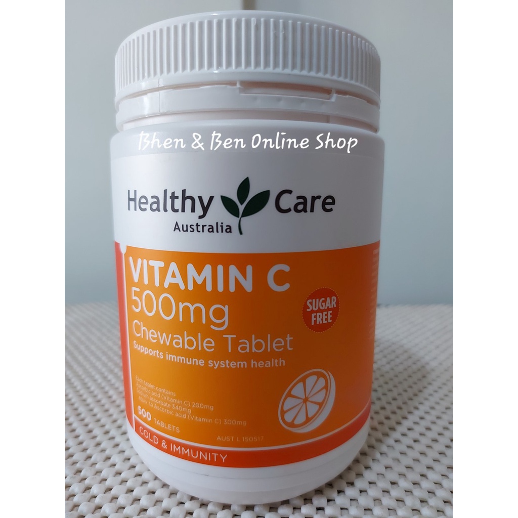Healthy Care Vitamin C 500mg Chewable 500 Tablets Sugar Free Expiry