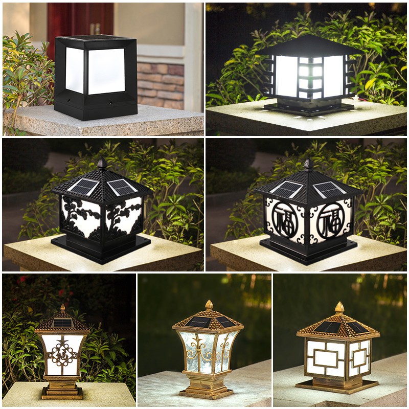 Solar Pillar Light Gate Lamp Outdoor Lighting Garden Lampu Pagar ...