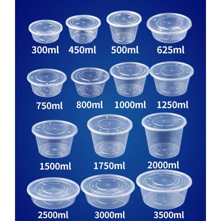 10pcs-round-microwavable-food-container-disposable-plastic-tub-300ml