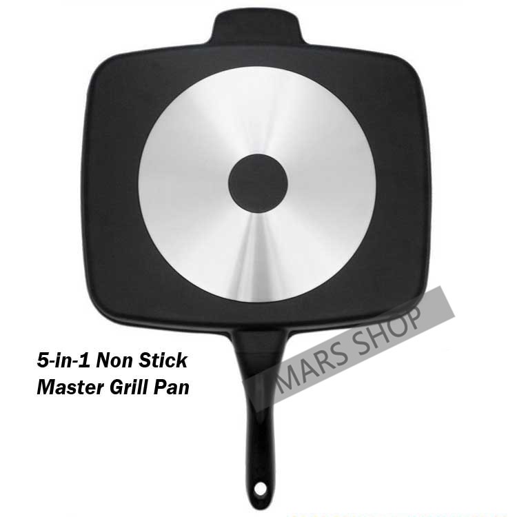 5 In 1 Pan Non Stick Divided Grill Fry Oven Meal Skillet 15 Black Shopee Philippines