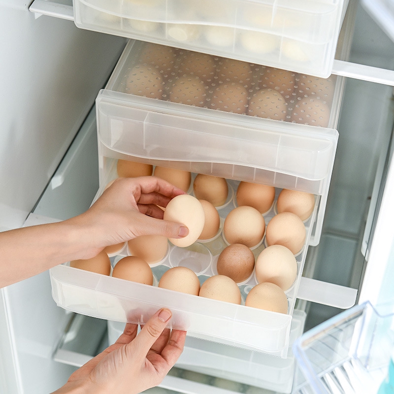 Double drawer type egg box can hold 60 eggs refrigerator fresh-keeping  storage box household plastic food storage box egg rack household egg  carton drawer refrigerator storage double-layer box plastic | Shopee  Philippines