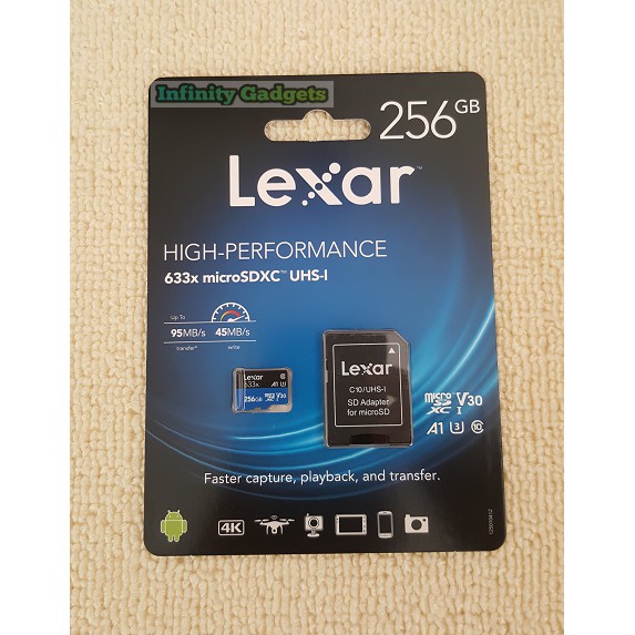 Lexar High Performance 256gb Micro Sd Class 10 95mb S Uhs I