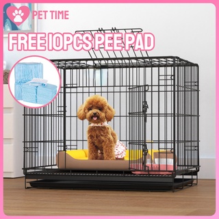 【Free 10 pads 】Heavy Duty Pet Cage Collapsible Folding Free Poop Tray for Dog cage Cat Rabbit
