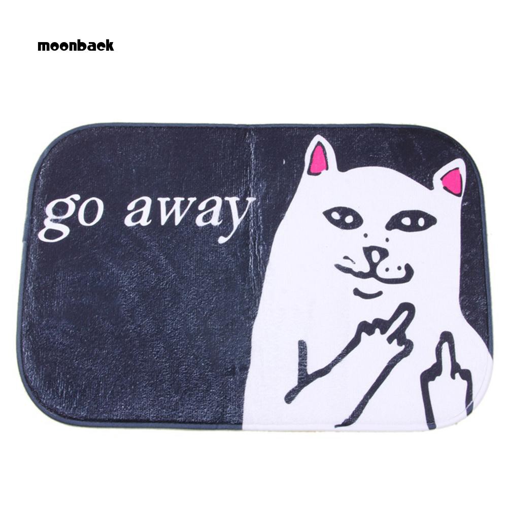 Mback 40x60cm Coral Velvet Funny Cat Go Away Non Slip Floor Mat