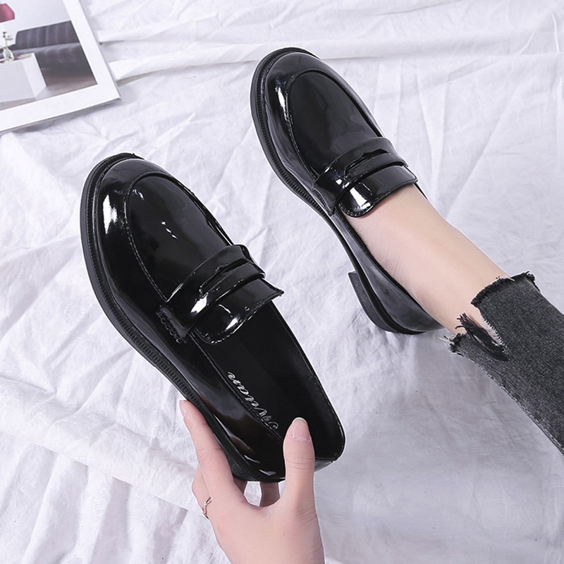 black leather shoes women