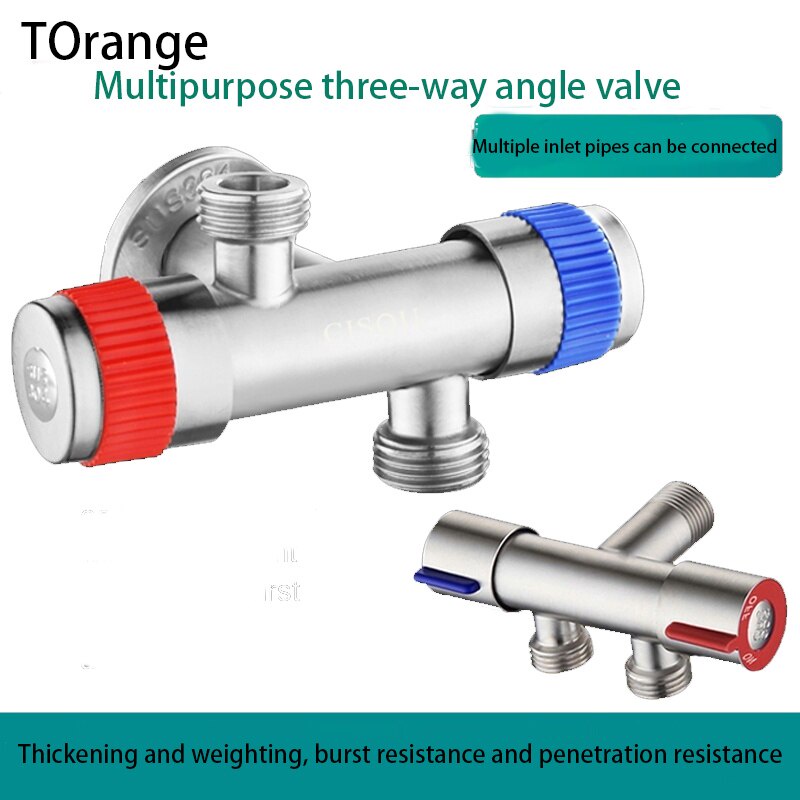 304 SUS One In and Two Out Toilet Three-way Angle Valve Diverter ...