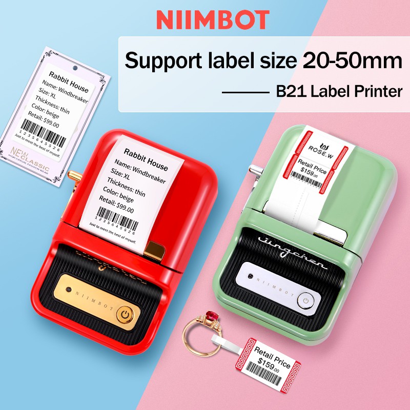【free Label】niimbot B21 Wireless Bluetooth Thermal Label Printer Portable Bluetooth Thermal 4463