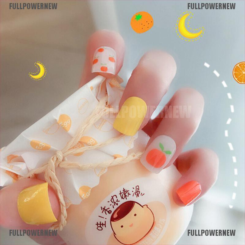 Fpn 24pc Yellow Orange Press On Fake Nails Long Square Full Cover False Nail Tips Beauty Shopee Philippines